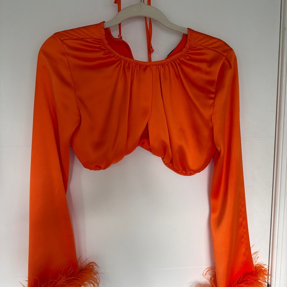 Bershka Vibrant Orange Satin Blouse
